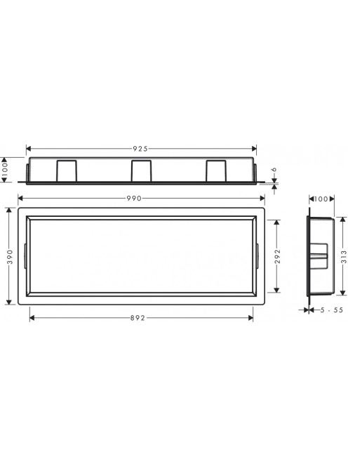 Hansgrohe XtraStoris Original falfülke integrált kerettel 30x90x10 cm, matt fekete 56067670 - Image 2